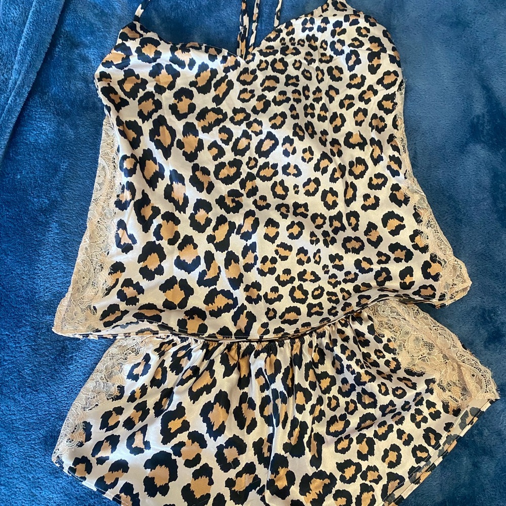 Victoria’s Secret Leopard Print Satin Sleepwear Set